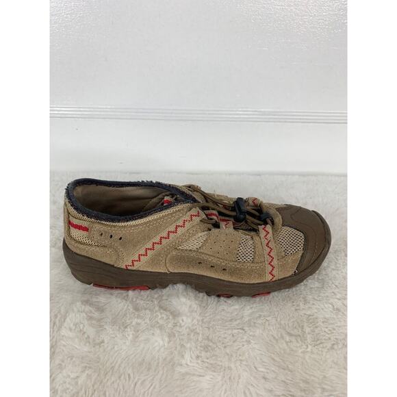 Lands End Boys Size 1 Outdoor Slip-On Shoes Beige & Red - Picture 7 of 9